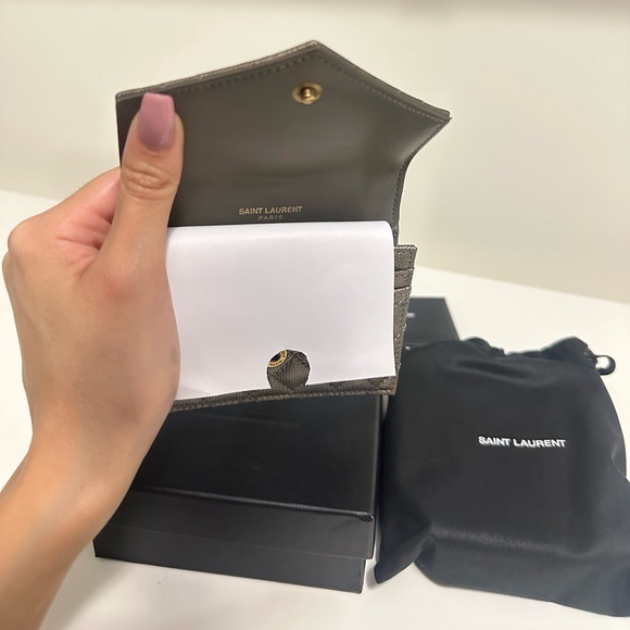 YSL Small Envelope Grained Leather Wallet in Rustic Gold - Picture 5 of 7